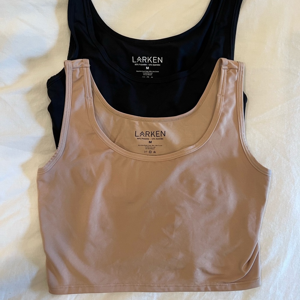 2 Larken X Nursing Pumping Maternity Bras (Size M; Black and Sand)